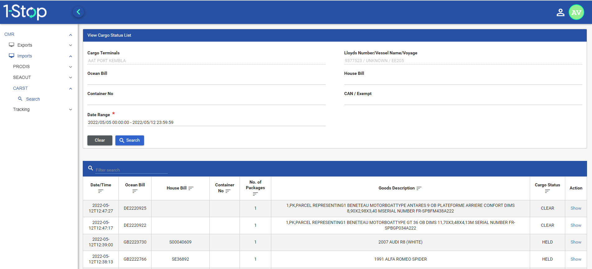 How to Search Messages in Cargo Status Report Help Centre